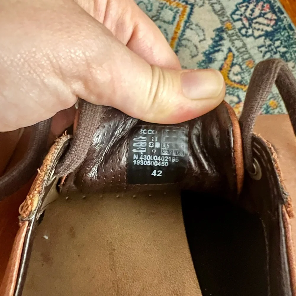 Ecco Men's Brown Leather Soft Sneakers - Picture 5 of 6